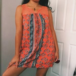 XHILARATION Orange Floral Dress
